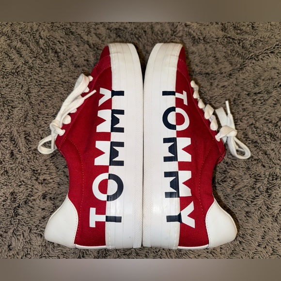 Tommy Hilfiger SIZE 10 M RED SNEAKERS LOGO LNC - Picture 2 of 9